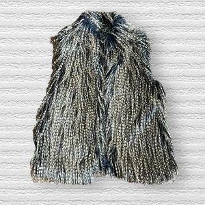 Fabulous Furs Black and Gray Faux Fur Vest